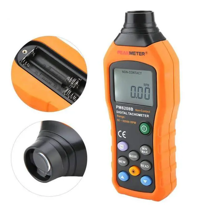 Alt view image 4 of 7 - PM6208B Digital Tachometer Digital Non-Contact Tachometer RPM Speed Meter Revolution Meter Speed Measuring Instrument