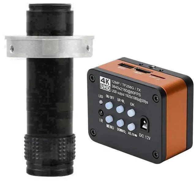 Main image of 4K UHD FHD 60FPS Microscope Camera Industrial Electronic Video Digital Microscope & 120X C-Mount Lens - Orange