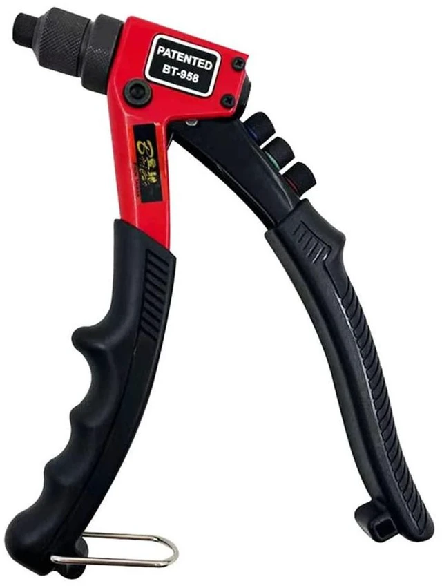 Alt view image 2 of 7 - Hand Rivet Gun Heavy Duty Single Hand Manual Riveter with 4 Interchangeable Heads 3/32 Inch 1/8 Inch 5/32 Inch 3/16 Inch for Metal Automotive Aluminium Alloy Windows Red