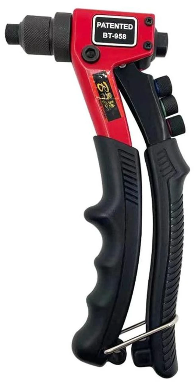 Main image of Hand Rivet Gun Heavy Duty Single Hand Manual Riveter with 4 Interchangeable Heads 3/32 Inch 1/8 Inch 5/32 Inch 3/16 Inch for Metal Automotive Aluminium Alloy Windows Red