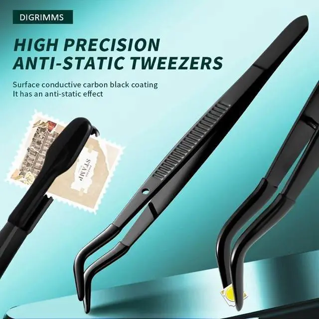 Alt view image 2 of 5 - 1Pcs Tweezers With Rubber Tips Tweezers Rubber PVC Silicone Coated Bend 1 Tweezers