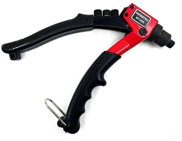 Alt view image 3 of 7 - Hand Rivet Gun Heavy Duty Single Hand Manual Riveter with 4 Interchangeable Heads 3/32 Inch 1/8 Inch 5/32 Inch 3/16 Inch for Metal Automotive Aluminium Alloy Windows Red