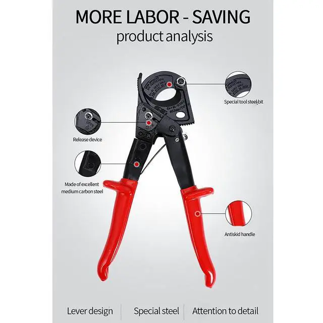 Alt view image 5 of 7 - WX-325 240mm Hand Ratchet Cable Wire Cutting Tool Ratcheting Wire Cutter for Insulated Large Cable Below