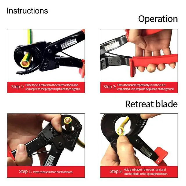 Alt view image 4 of 7 - WX-325 240mm Hand Ratchet Cable Wire Cutting Tool Ratcheting Wire Cutter for Insulated Large Cable Below