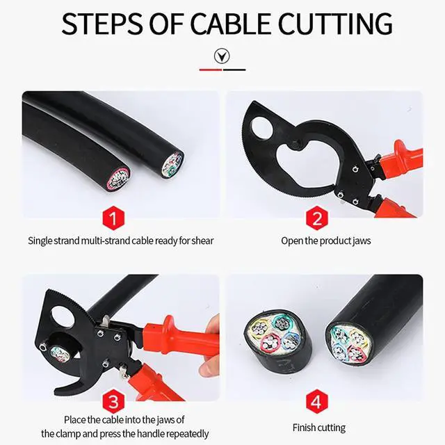 Alt view image 7 of 7 - WX-325 240mm Hand Ratchet Cable Wire Cutting Tool Ratcheting Wire Cutter for Insulated Large Cable Below