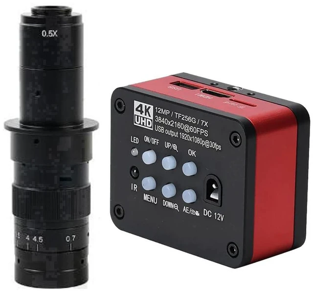 Main image of 4K UHD FHD 60FPS Microscope Camera Industrial Electronic Video Digital Microscope & 180X C-Mount Lens - Red