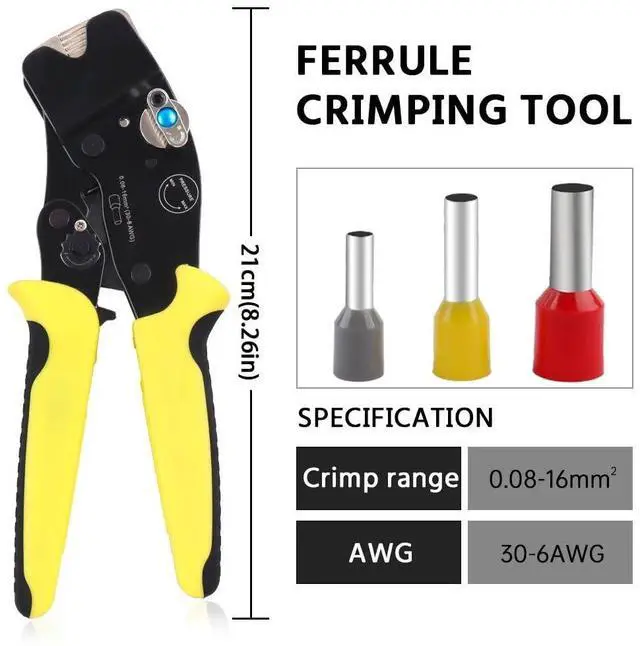 Alt view image 2 of 6 - Ratchet Crimping Pliers AWG 30-6 (0.08-16mm²) Barrel Terminal Cable Crimping Tools Manual Pliers