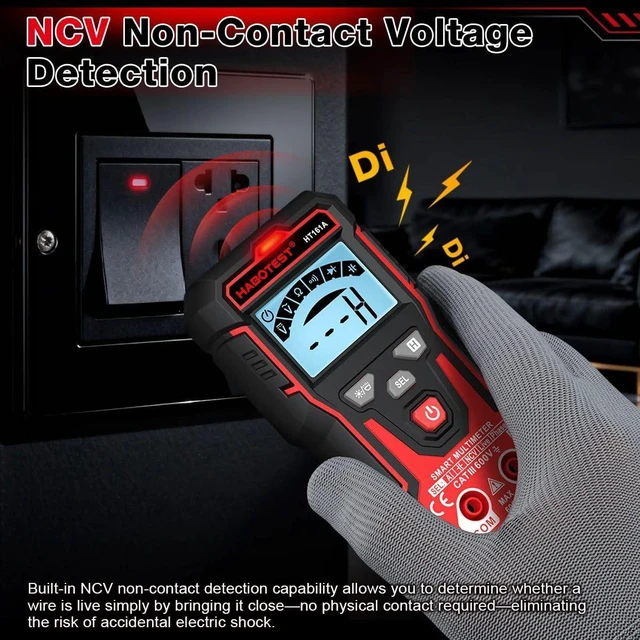 Alt view image 3 of 7 - HT161A Smart Digital Multimeter AC/DC Voltage NCV Capacitance Resistance Continuity Test Auto Range Electrician Test