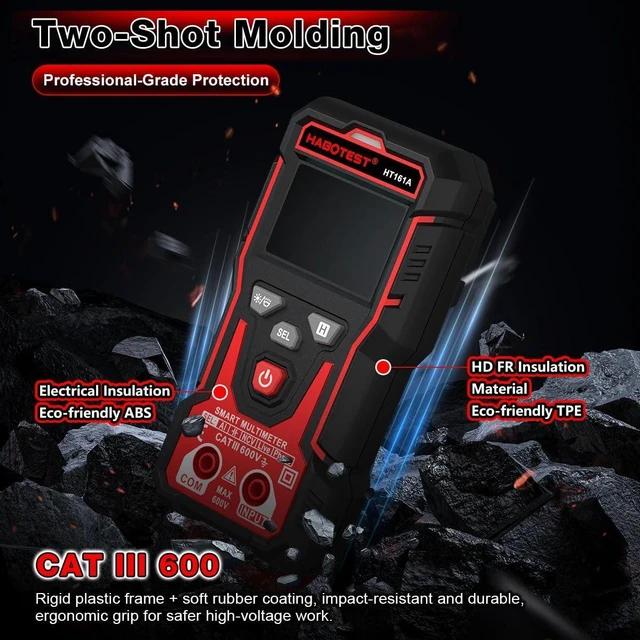Alt view image 4 of 7 - HT161A Smart Digital Multimeter AC/DC Voltage NCV Capacitance Resistance Continuity Test Auto Range Electrician Test