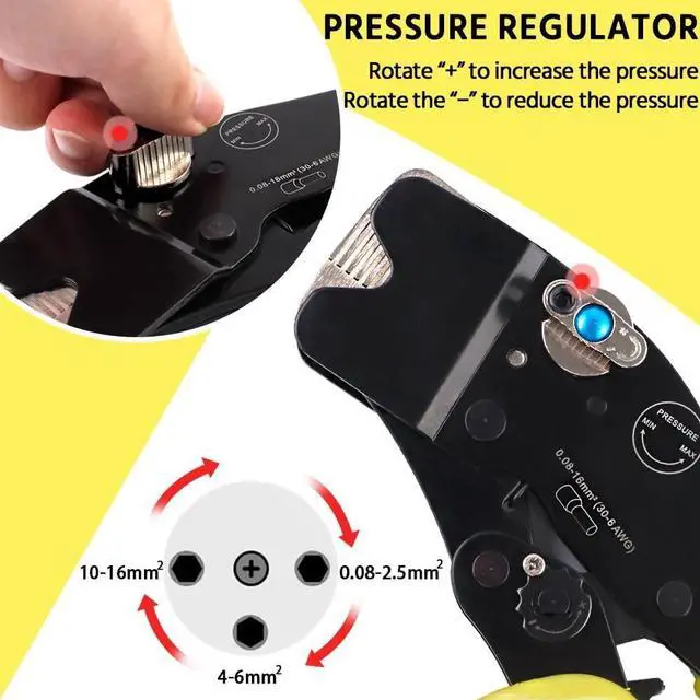 Alt view image 6 of 6 - Ratchet Crimping Pliers AWG 30-6 (0.08-16mm²) Barrel Terminal Cable Crimping Tools Manual Pliers