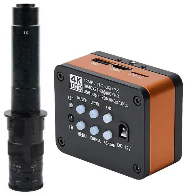 Main image of 4K UHD FHD 60FPS Microscope Camera Industrial Electronic Video Digital Microscope & 300X C-Mount Lens - Orange