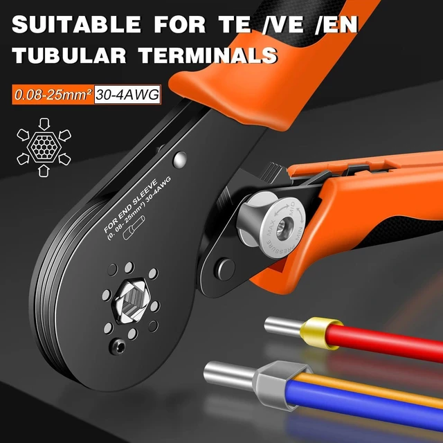 Alt view image 3 of 5 - SJC8 25-6 Hexagonal Ratchet Crimper for End Sleeves and Ferrules 0.08-25mm² Wire Ferrule Crimping Tool Hand Crmper Plier