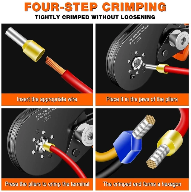 Alt view image 4 of 5 - SJC8 25-6 Hexagonal Ratchet Crimper for End Sleeves and Ferrules 0.08-25mm² Wire Ferrule Crimping Tool Hand Crmper Plier