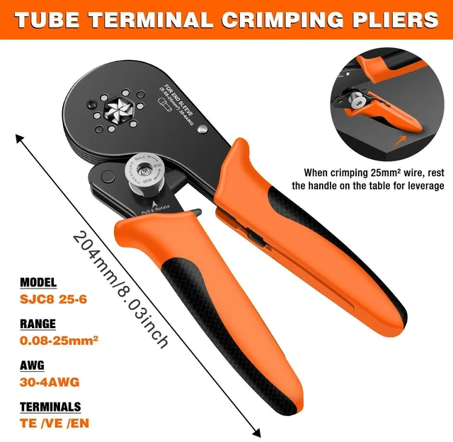 Alt view image 5 of 5 - SJC8 25-6 Hexagonal Ratchet Crimper for End Sleeves and Ferrules 0.08-25mm² Wire Ferrule Crimping Tool Hand Crmper Plier