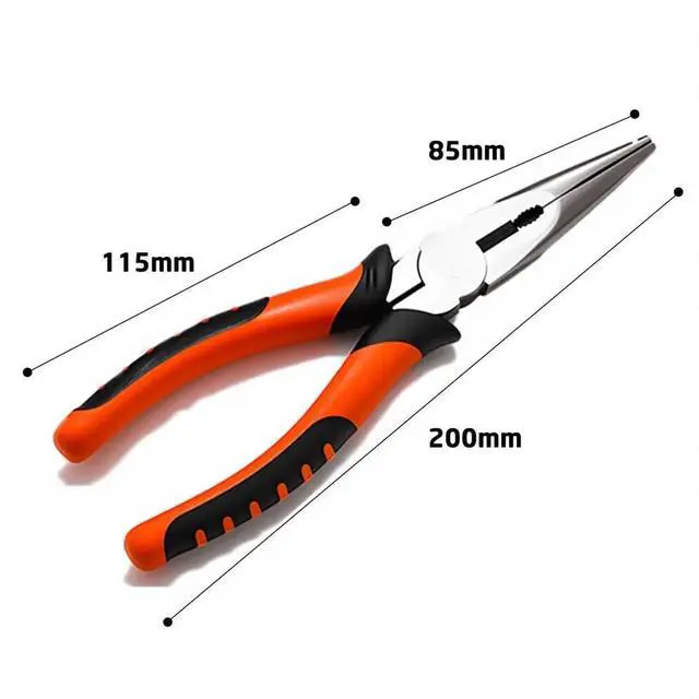 Alt view image 3 of 5 - 8 Inch Long Nose Pliers Insulated - High Carbon Steel Needle Nose Pliers with Wire Cutter for DIY Crafts Electrical Repairs
