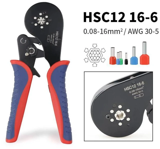 Alt view image 3 of 7 - Ferrule Crimping Tool HSC12 16-6 Tubular Terminal Mini Pliers For Large Size Terminals Electrical Clamps 0.08-16mm²/30-5AWG