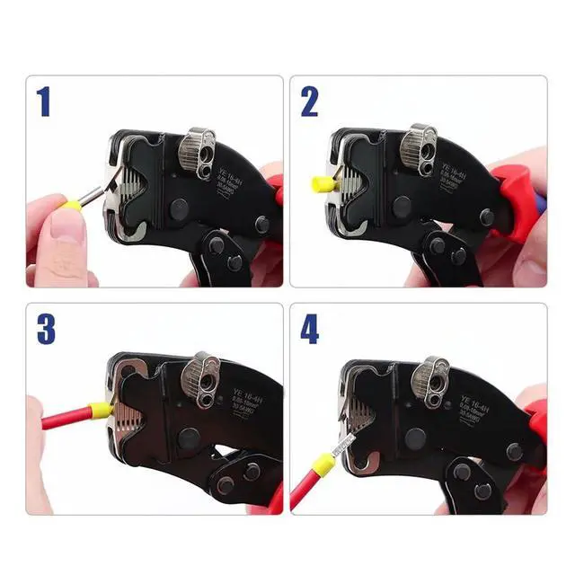 Alt view image 3 of 7 - Ferrule Crimping Tool YE 16-4H Tubular Terminals 0.08-16mm²/30-5AWG Mini Pliers Adjust Knob To Control Electrical Clamps