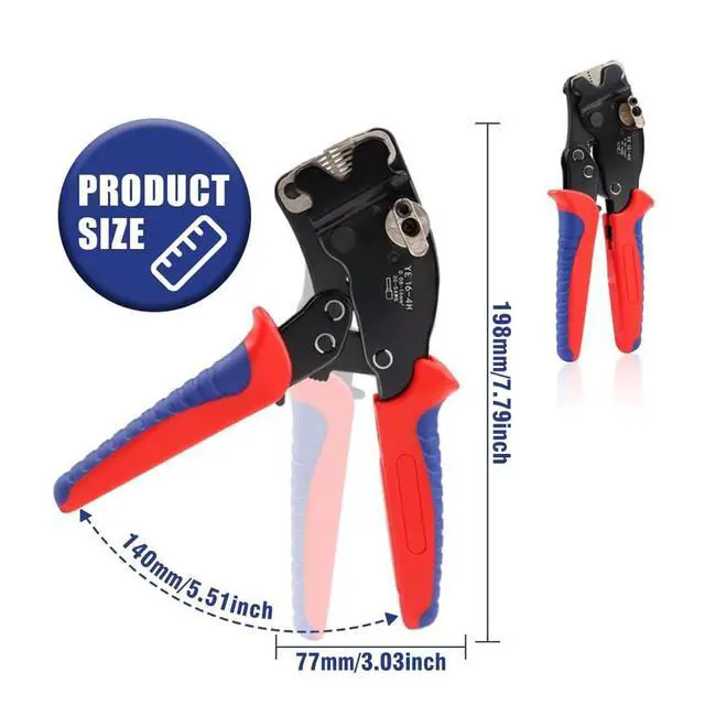 Alt view image 4 of 7 - Ferrule Crimping Tool YE 16-4H Tubular Terminals 0.08-16mm²/30-5AWG Mini Pliers Adjust Knob To Control Electrical Clamps