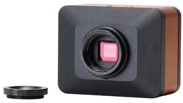 Alt view image 3 of 6 - 4K UHD FHD 60FPS Microscope Camera Industrial Electronic Video Digital Microscope & 100X C-Mount Lens Whit 56-LED Adjustable Ring Light - Orange