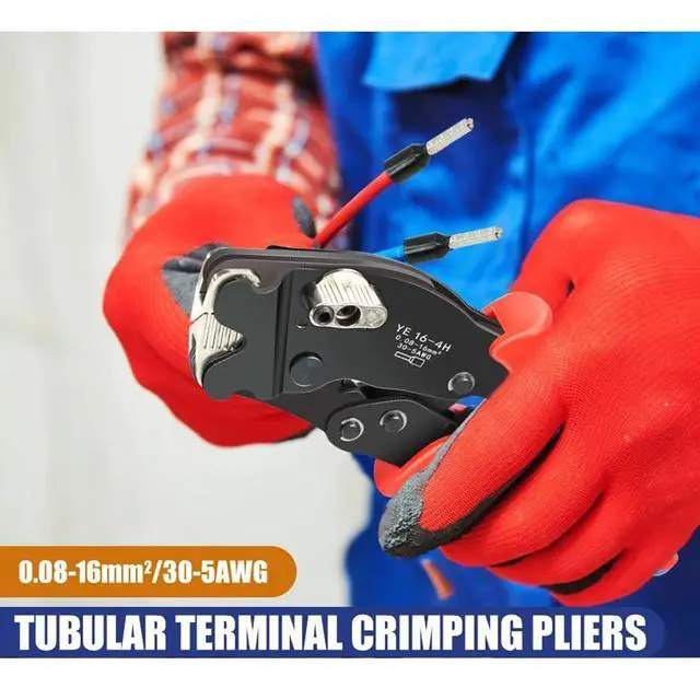 Alt view image 6 of 7 - Ferrule Crimping Tool YE 16-4H Tubular Terminals 0.08-16mm²/30-5AWG Mini Pliers Adjust Knob To Control Electrical Clamps