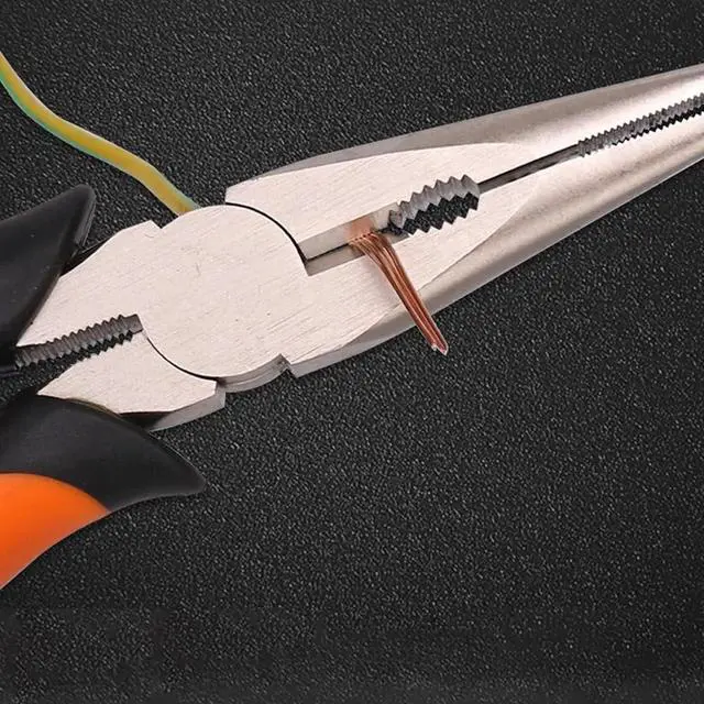 Alt view image 4 of 5 - 8 Inch Long Nose Pliers Insulated - High Carbon Steel Needle Nose Pliers with Wire Cutter for DIY Crafts Electrical Repairs