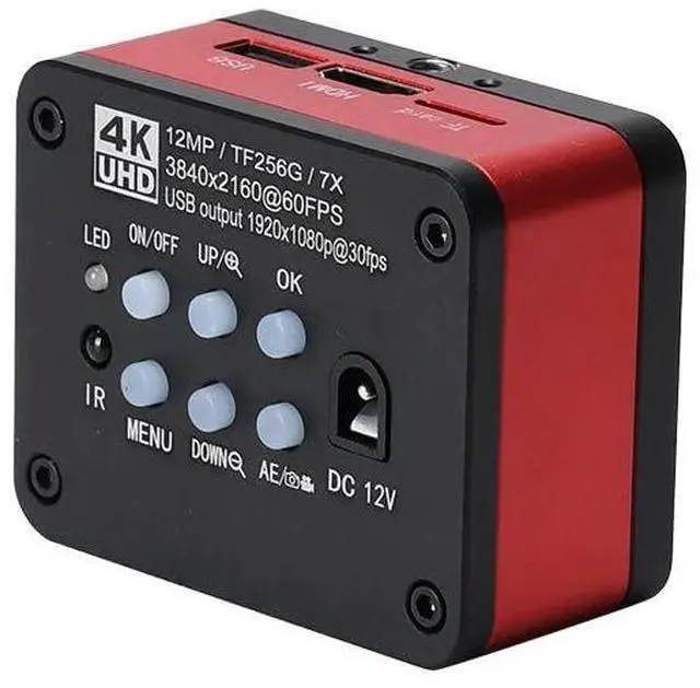 Alt view image 3 of 6 - 4K UHD FHD 60FPS Microscope Camera Industrial Electronic Video Digital Microscope & 500X C-Mount Lens - Red