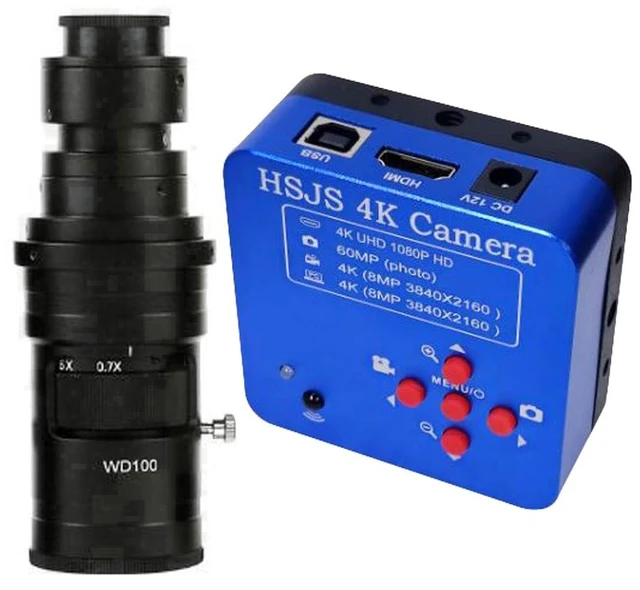 Main image of 20205 HSJS 4K 60MP HDMI USB Industrial Video Microscope Camera For Phone PCB Repair & 200X C-Mount Lens
