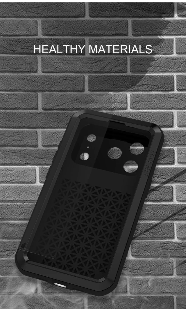 Alt view image 3 of 7 - Powerful Phone Case for iPhone 17 Pro Metal Armor Shock Dirt Proof Water Cases - Red