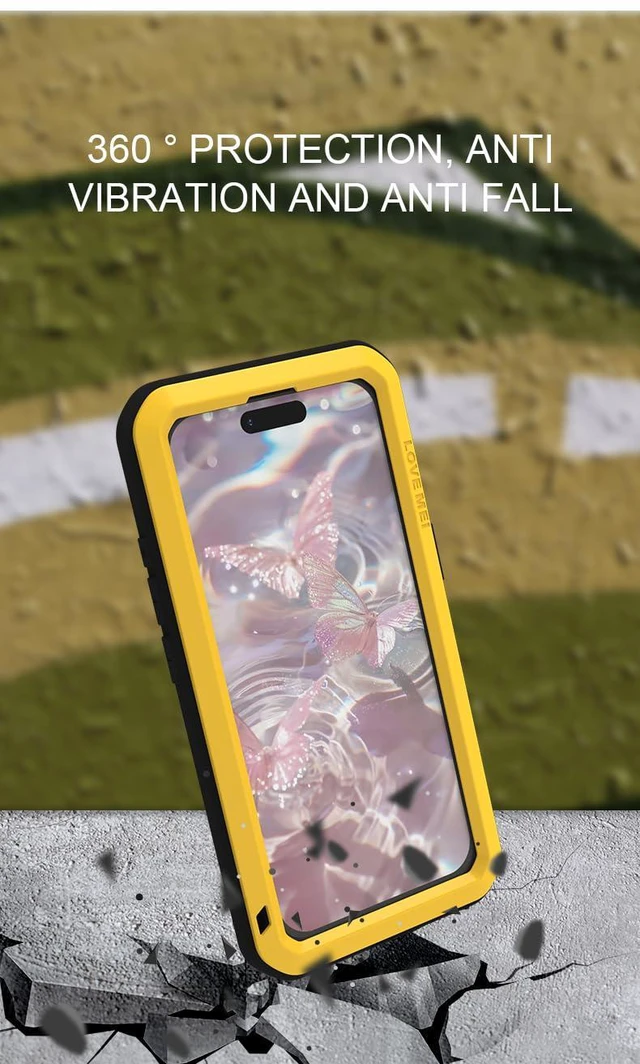 Alt view image 5 of 7 - Powerful Phone Case for iPhone 17 Pro Metal Armor Shock Dirt Proof Water Cases - Army Green