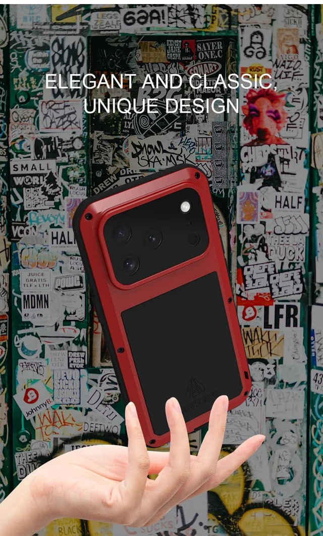 Alt view image 4 of 7 - Powerful Phone Case for iPhone 17 Pro Metal Armor Shock Dirt Proof Water Cases - Army Green