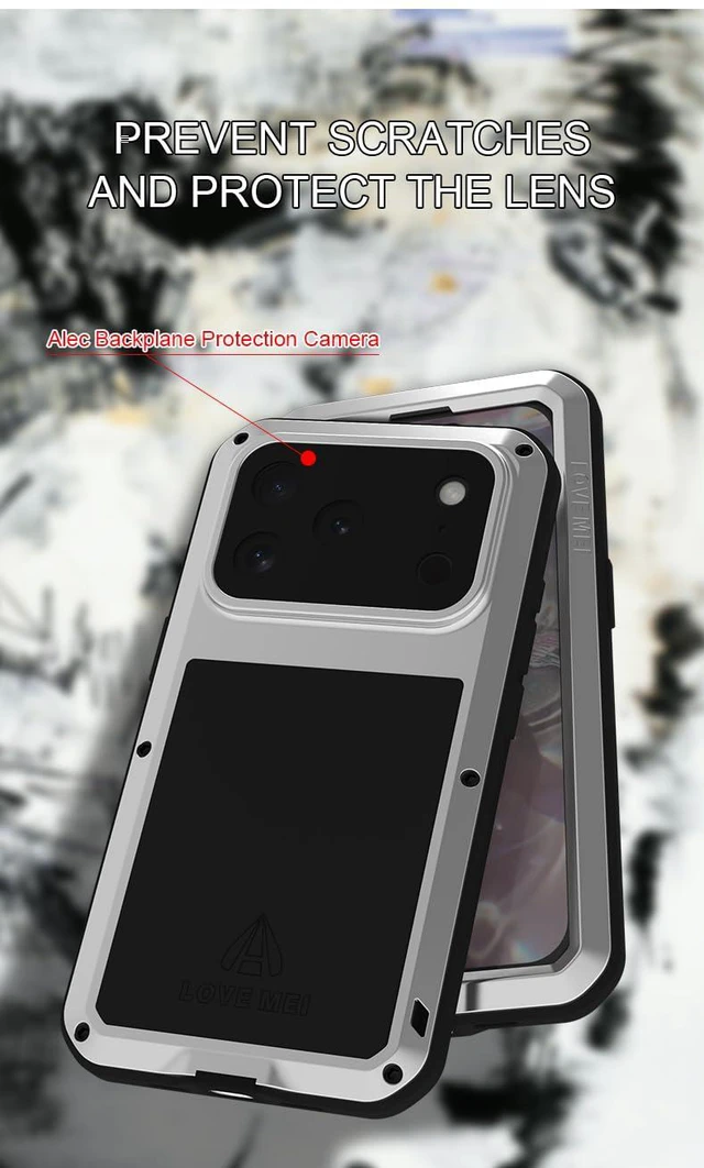 Alt view image 3 of 7 - Powerful Phone Case for iPhone 17 Pro Metal Armor Shock Dirt Proof Water Cases - Army Green