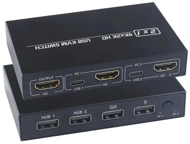 Main image of 2 In1 Out 4KX2K USB HDMI-compatible KVM Switch Box for 2 PC Sharing Keyboard Mouse Printer Video Display USB Swltch Splitter