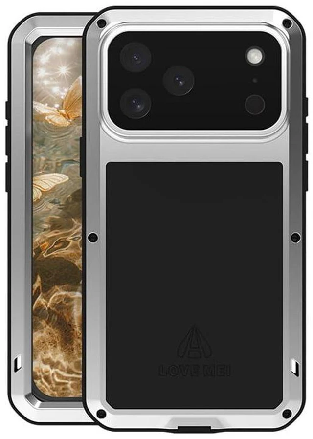 Main image of Powerful Phone Case for iPhone 17 Pro Max Metal Armor Shock Dirt Proof Water Cases - Silver