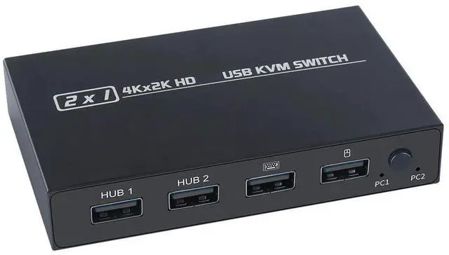 Alt view image 7 of 7 - 2 In1 Out 4KX2K USB HDMI-compatible KVM Switch Box for 2 PC Sharing Keyboard Mouse Printer Video Display USB Swltch Splitter