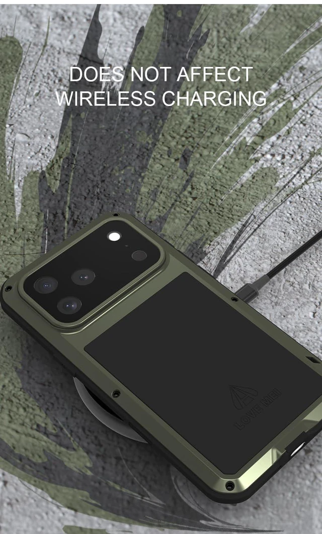 Alt view image 4 of 7 - Powerful Phone Case for iPhone 17 Pro Max Metal Armor Shock Dirt Proof Water Cases - Black