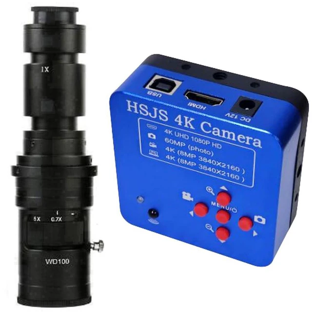 Main image of 20205 HSJS 4K 60MP HDMI USB Industrial Video Microscope Camera For Phone PCB Repair & 500X C-Mount Lens