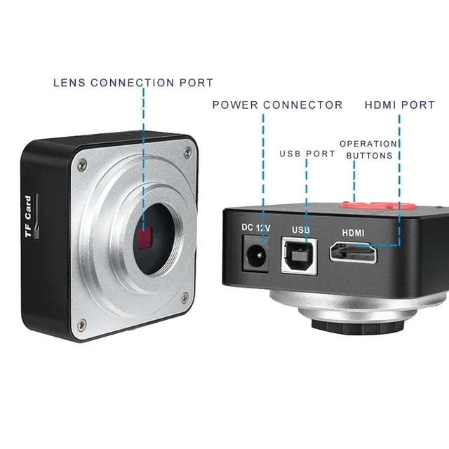 Alt view image 3 of 6 - 20205 NEW 4K 60MP HDMI USB TF Industrial Video Microscope Camera For Phone PCB Repair & 200X C-Mount Lens