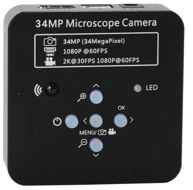 Alt view image 4 of 5 - 2025 34MP 2K 1080P 60FPS HDMI USB Industrial Digital Video Microscope Camera & 120X C-Mount Lens - Black