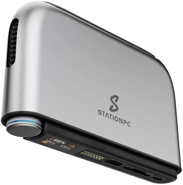 Main image of STATIONPC PocketCloud Portable NAS, M.2 NVMe & SD Card Slots, Up to 8TB Capacity (Diskless), One-Click Backup, Wi-Fi 6 Support, LCD Display & App Control, Dual 3200mAh Batteries for Outdoor Backup