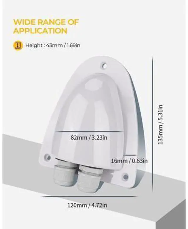 Alt view image 4 of 7 - White solar dual-cable entry junction box, waterproof ABS solar entry housing for RV roofs, suitable for RVs, boats, yachts, and rooftops (white)