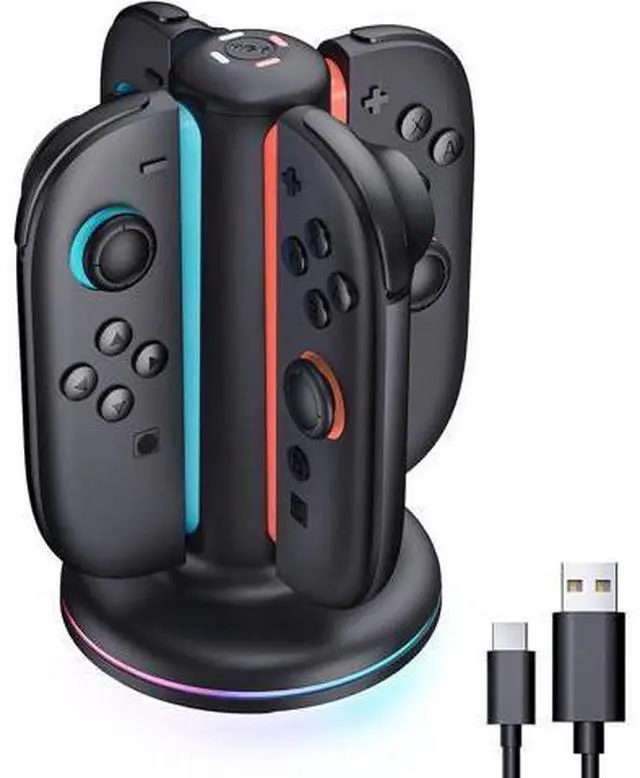 Main image of Charging Dock for Nintendo Switch, 2 Joy-Con Controllers - 4-in-1 Quick Charge Station, Magnetic and Weighted Dock, Bi-directional Design, LED Indicator and Overcharge Protection