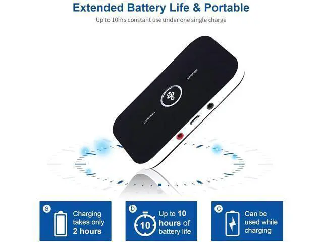 Alt view image 2 of 7 - Bluetooth Transmitter Receiver, 2-in-1 Auxiliary Bluetooth 5.0 Audio Adapter with Auxiliary 3.5mm R/L Cable for TV/Airplane/Home Stereo/Speakers/BT Headphones, RCA AUX 3.5mm Bluetooth Music Receiver
