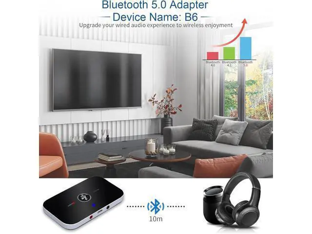 Alt view image 7 of 7 - Bluetooth Transmitter Receiver, 2-in-1 Auxiliary Bluetooth 5.0 Audio Adapter with Auxiliary 3.5mm R/L Cable for TV/Airplane/Home Stereo/Speakers/BT Headphones, RCA AUX 3.5mm Bluetooth Music Receiver