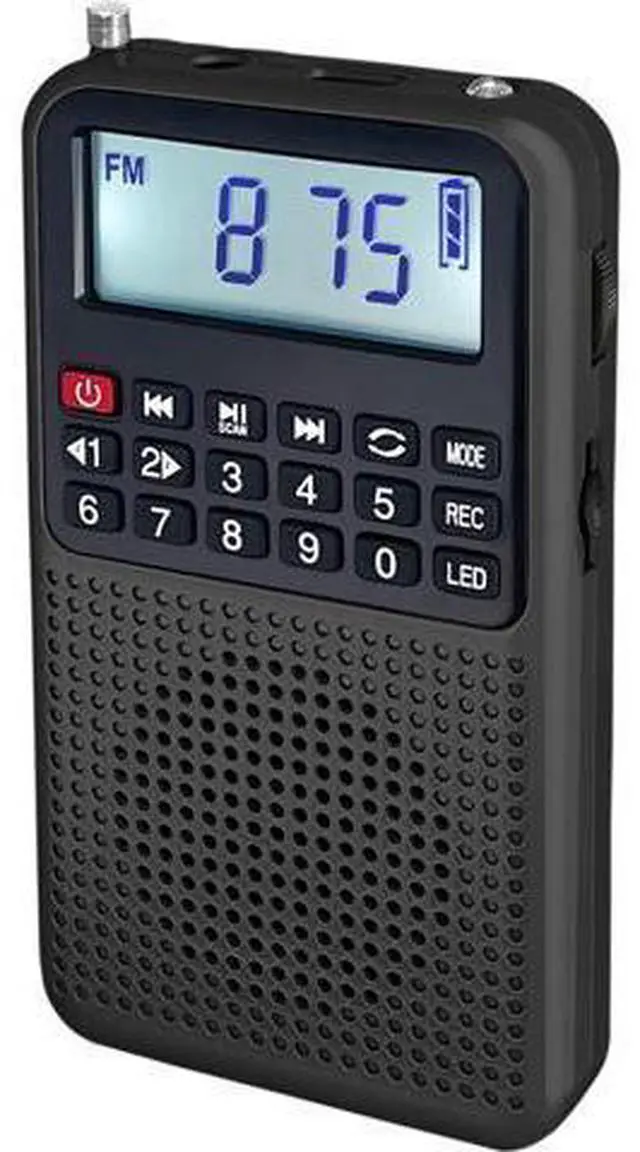 Main image of Portable FM AM Radio with Bluetooth, Recording, TF Card Support, Stable Signal Reception, LED Emergency Light, Home and Outdoor Use Compact Design (Black)