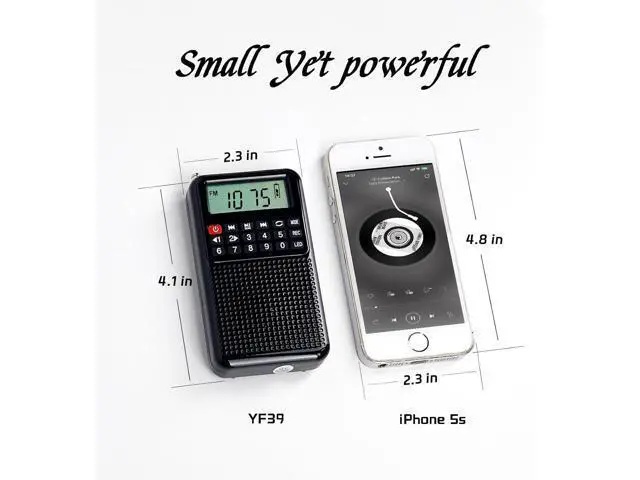Alt view image 4 of 7 - Portable FM AM Radio with Bluetooth, Recording, TF Card Support, Stable Signal Reception, LED Emergency Light, Home and Outdoor Use Compact Design (Black)