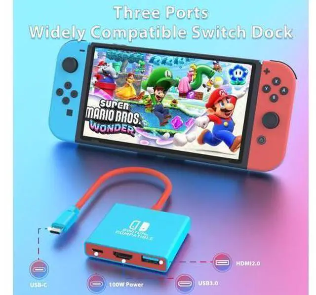 Alt view image 5 of 6 - Switch Dock for Nintendo Switch Docking Station, Portable Switch TV Adapter Support 4K/60HZ Switch TV Dock Mode Compatible Steam Deck/Nintendo Switch OLED, Switch Travel Dock with HDMI2.0 USB3.0 Port