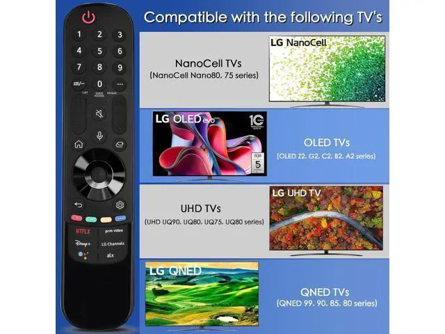 Alt view image 2 of 7 - For LG Smart TV Remote Control, Magic Control AN-MR24GA/23GA/22GA/21GA with Voice and Pointer Functions, Replacement for 2019-2024 LG WebOS, OLED, QNED, NANOCell, 4K, 8K, etc..AKB76039902,1 Year Warra