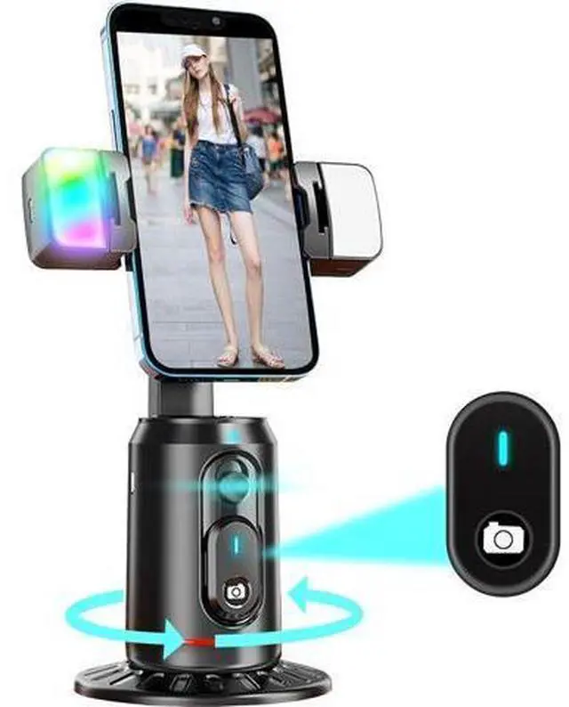 Main image of Automatic Face Tracking Tripod 360° Rotating Automatic Tracking Mobile Phone Holder, No App Required, Mobile Phone Camera Holder with Remote Control, Rechargeable Smart Shooting Holder for Live Video