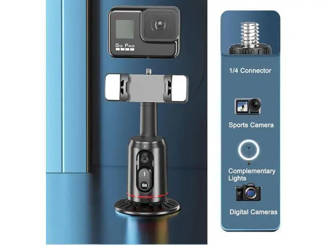 Alt view image 5 of 7 - Automatic Face Tracking Tripod 360° Rotating Automatic Tracking Mobile Phone Holder, No App Required, Mobile Phone Camera Holder with Remote Control, Rechargeable Smart Shooting Holder for Live Video
