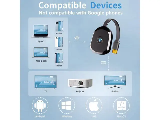 Alt view image 2 of 6 - 4K Wireless HDMI Display Adapter for APP YouTube TV Adapter for i-Phone, i-Pad, Android, Tablet, Laptop, HDTV Window/Monitor/Projector, Compatible with Miracast, AirPlay, DLNA